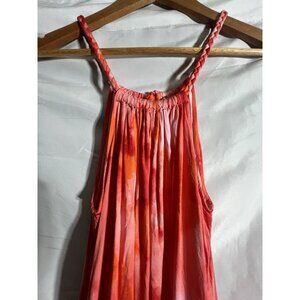 Tommy Bahama Dress Woman's M Orange/Red Tie Dye Maxi Boho Flowy Braided …
